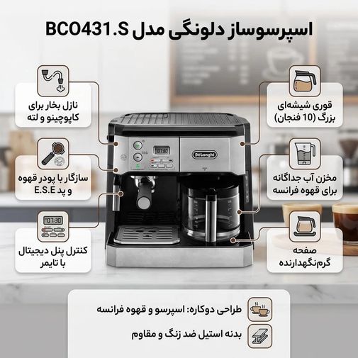 اسپرسو ساز دلونگی مدل BCO431.S رنگ: استیل — تصویر ۲